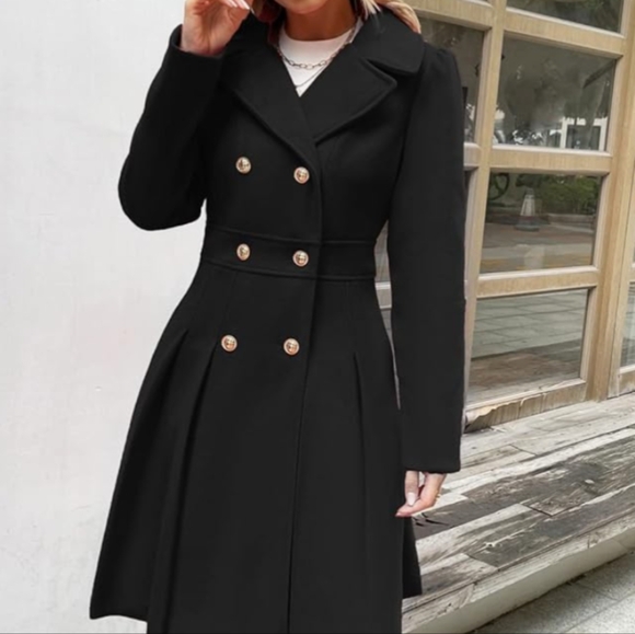 Grace Karin Women's Trench Coat, Notch Double Breasted, A Line Wool Pea Coat - Picture 2 of 5